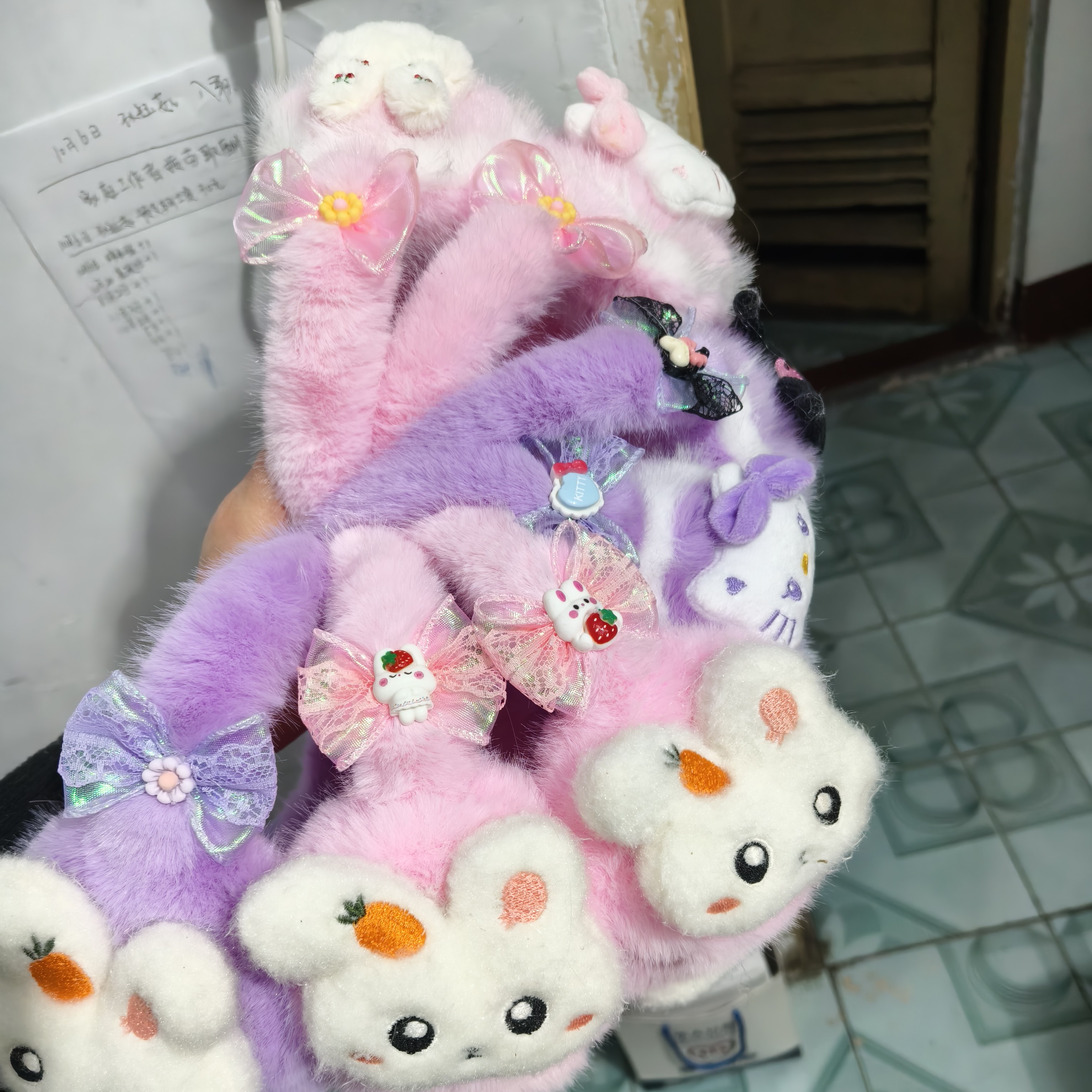 毛绒耳暖手工制作可爱卡通韩版小女孩三丽鸥兔子支持定制款式