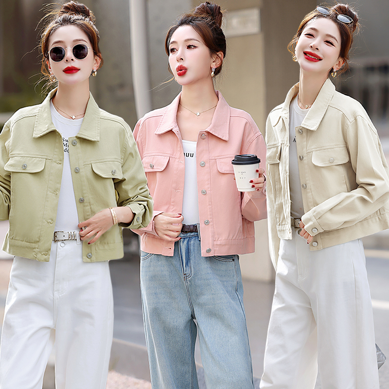 2025春装小清新糖果色超柔牛仔外套女学生小个子百搭短款夹克