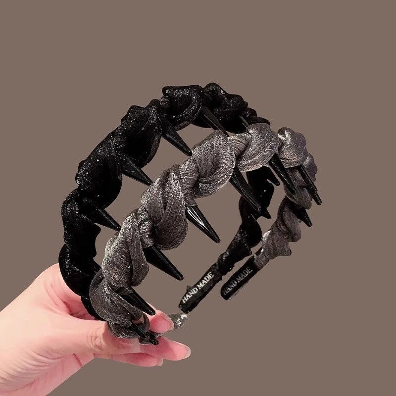 气质小香风珠光纱发箍女新款2025外出百搭高级感压发头箍防滑带齿