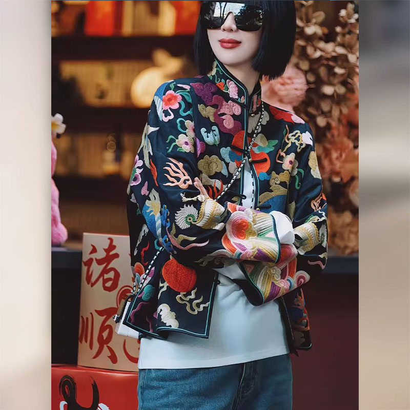 独特新中式女装刺绣外套中国风年轻款改良唐装女2025秋季新款上衣