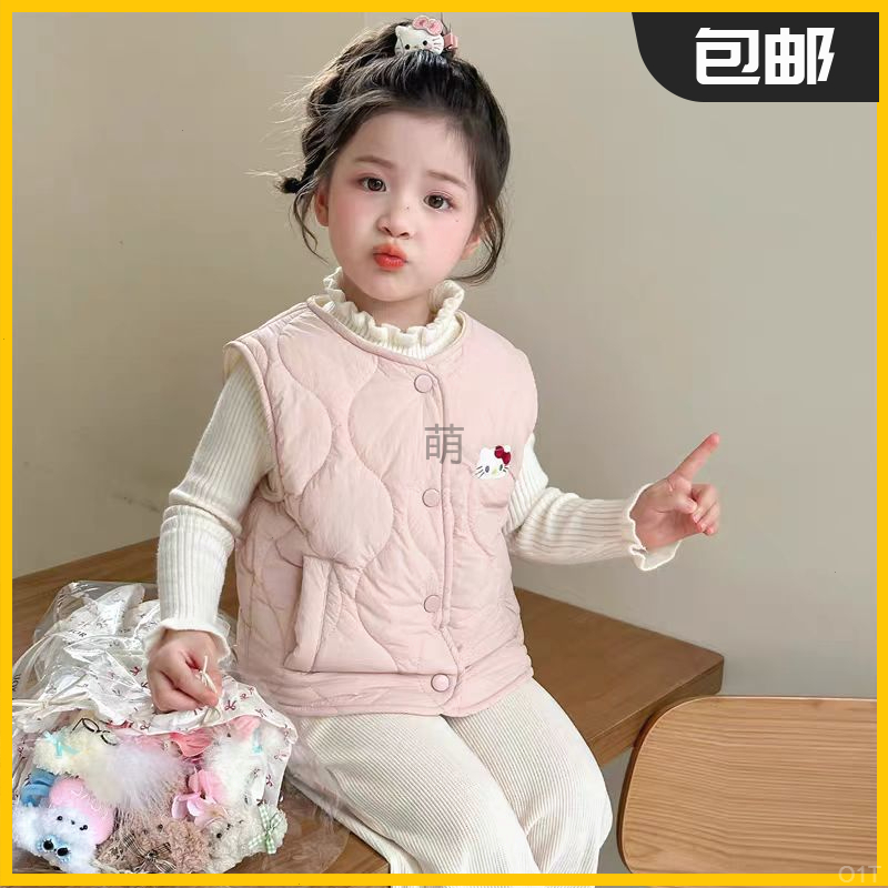 秋冬季新款时髦2025女童加厚夹棉休闲保暖马甲背心外套女宝冬装潮