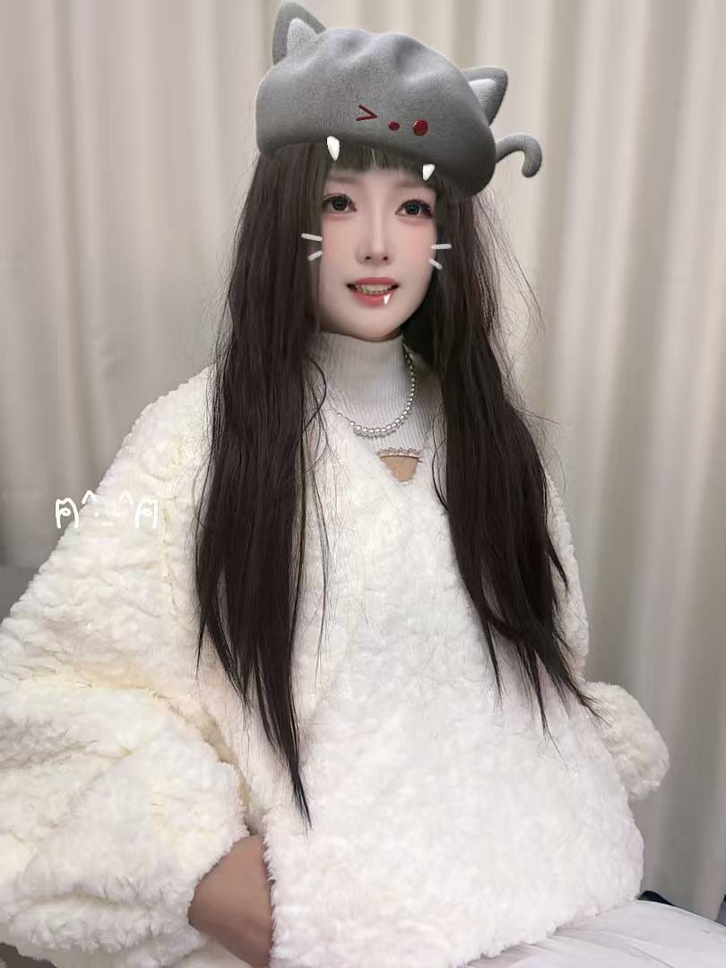 灯笼袖秋季保暖洋气毛毛衣气质秋冬韩版V领短外套外出新款外套