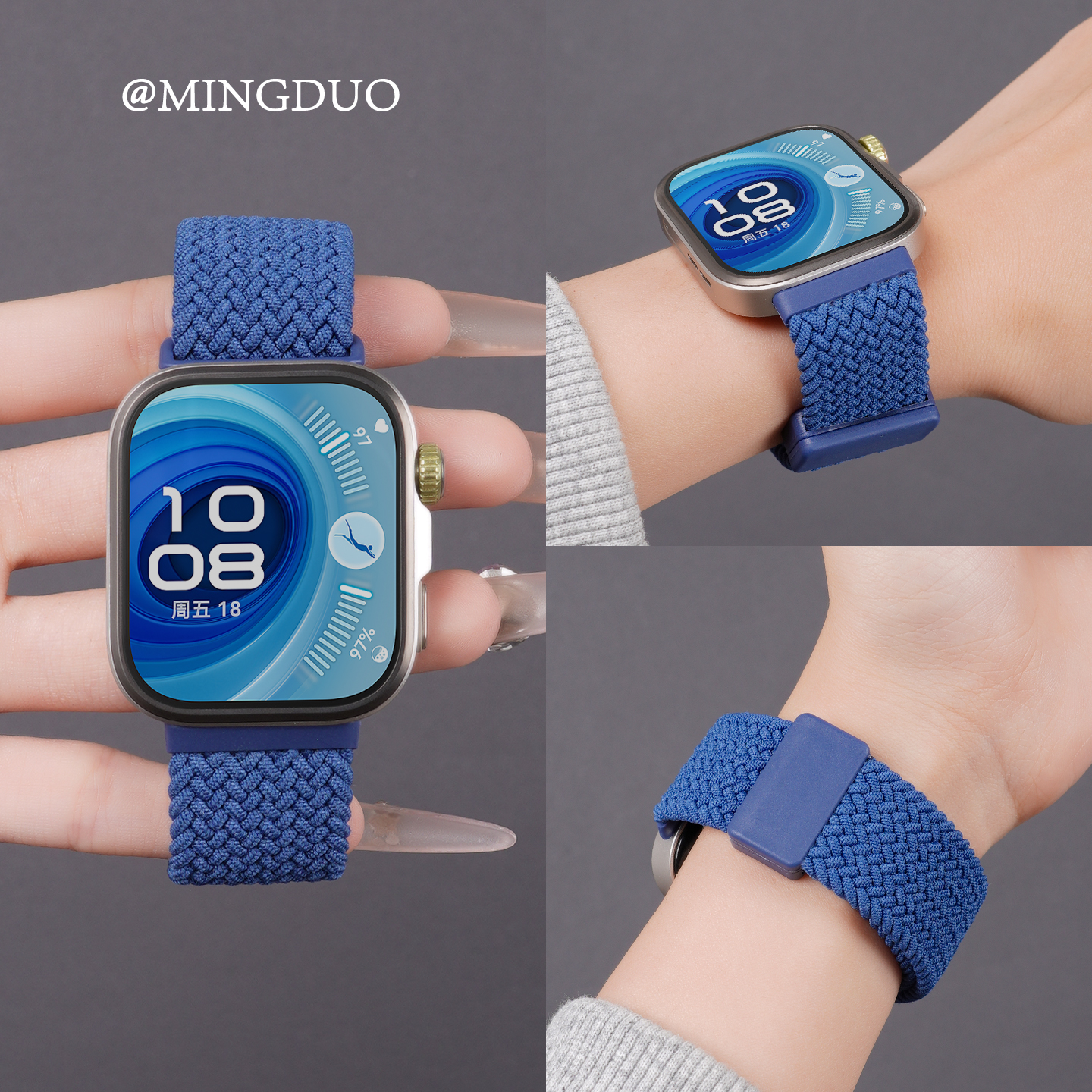 鸣铎适用华为FIT4pro表带watchfit3手表尼龙编织fit4运动磁吸男女