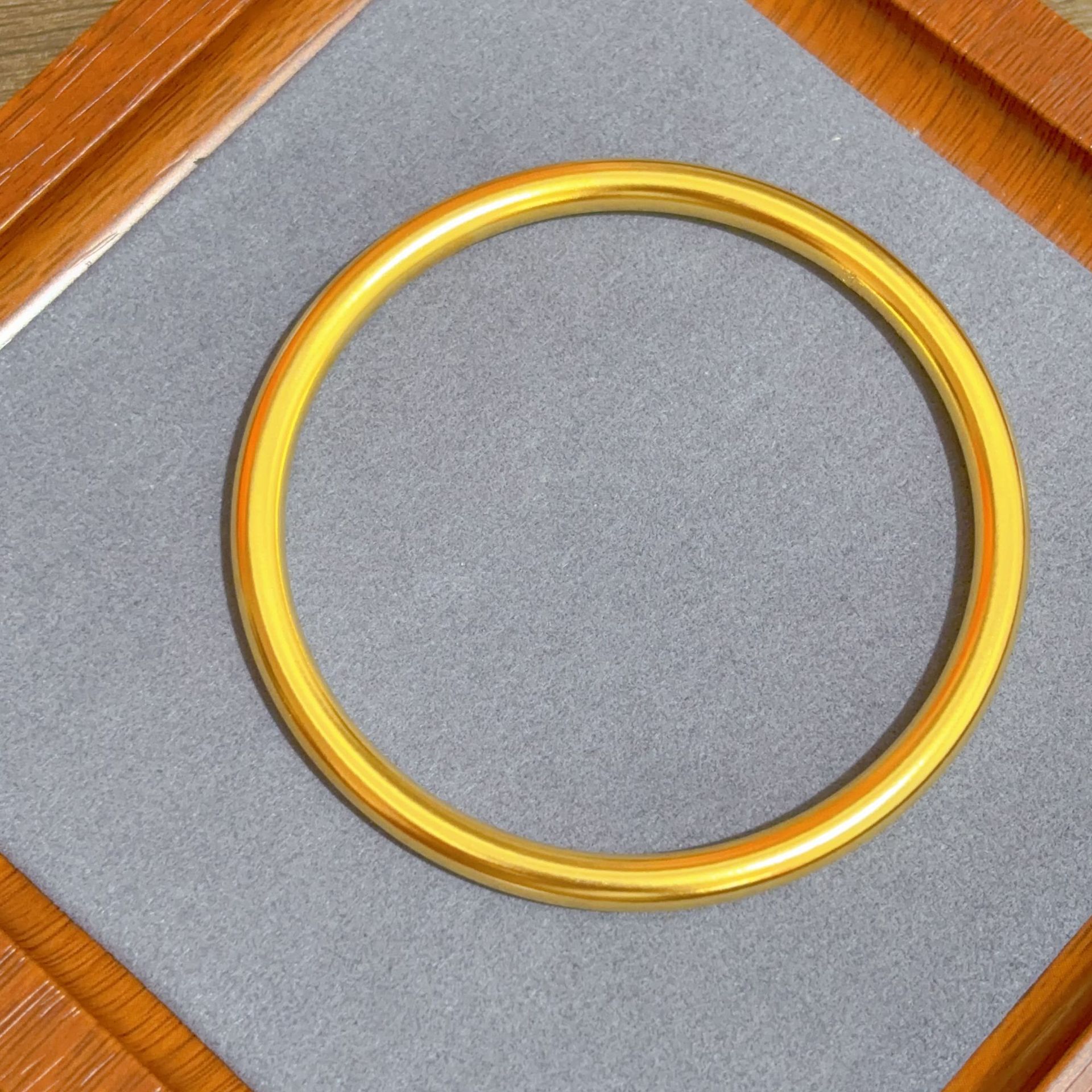 铜合金手镯 莲花传承5n手镯素圈古法镯子光感光面时尚百搭简约