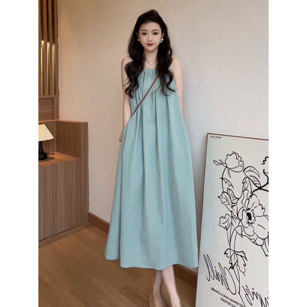 无袖背心显瘦连衣裙女夏季2025新款海边度假高级感沙滩长裙宽松