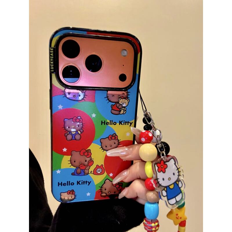 唯美ins彩色拼接电话猫咪适用ihone17promax苹果16p手机壳15p新款