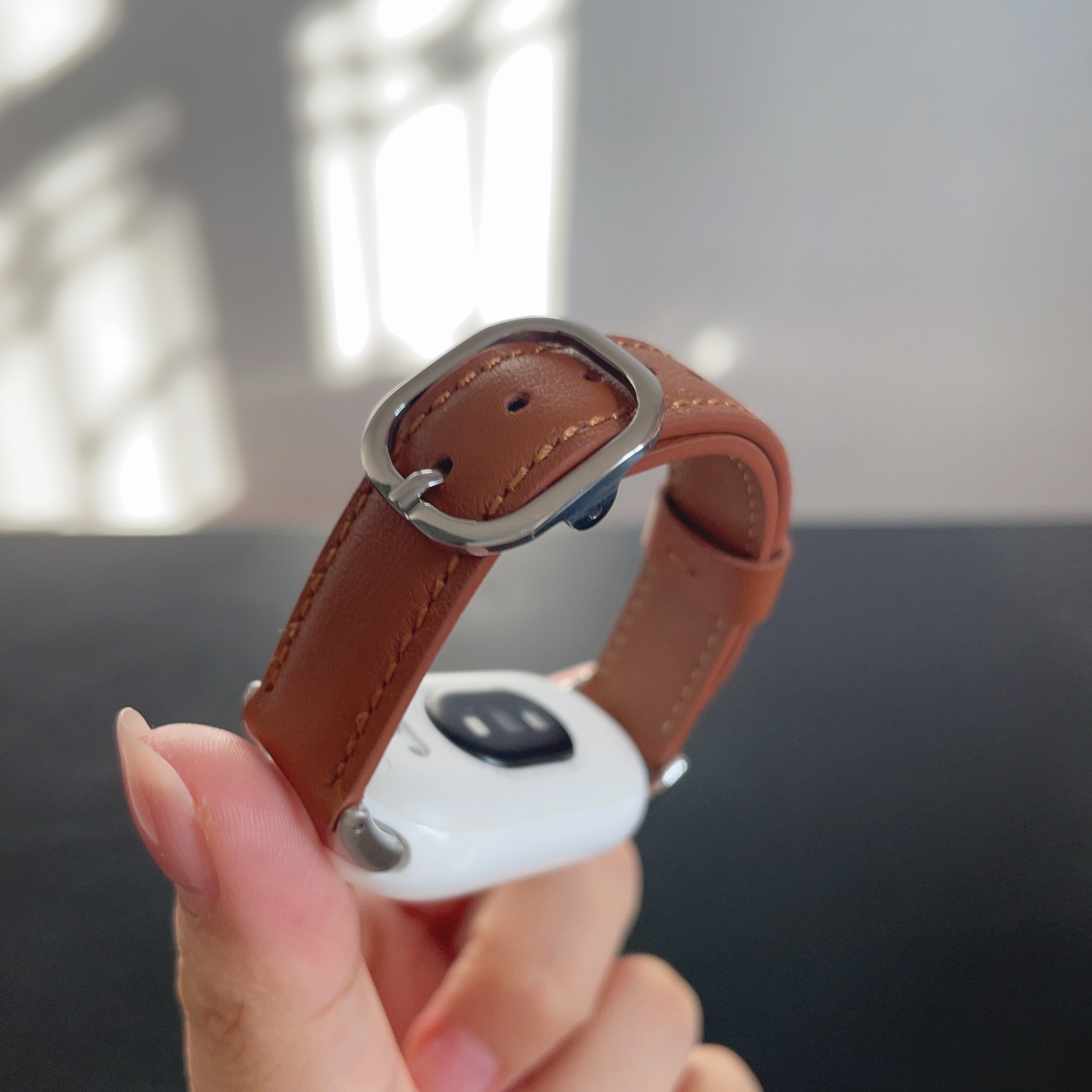 适用小米手环1098代表带小米9pro秋冬款软皮8pro小众设计圆扣腕带