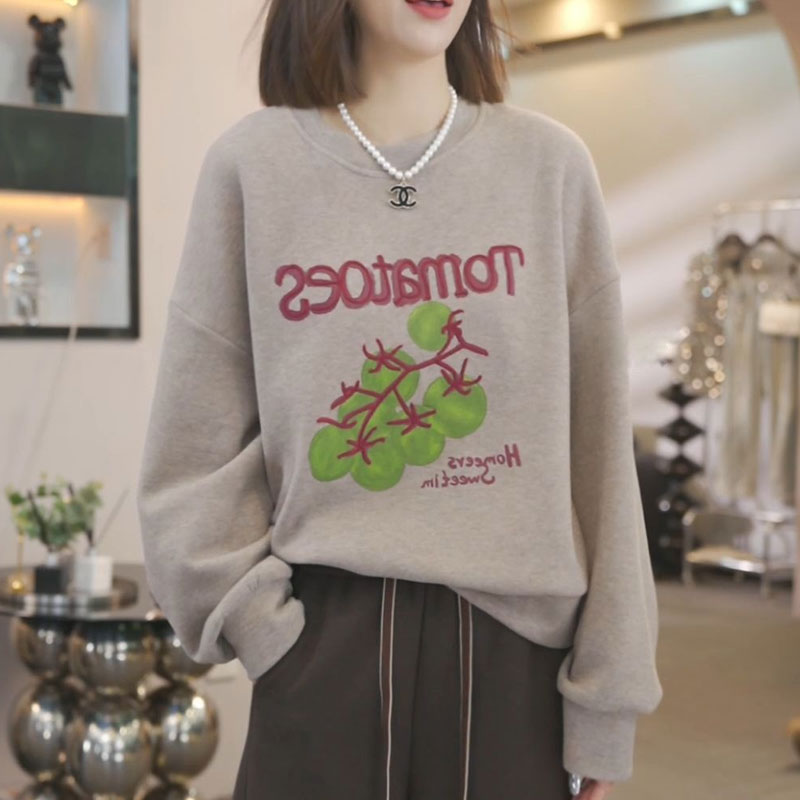 2025秋冬新款韩系时尚洋气减龄上衣百搭女高级感涂鸦卫衣休闲长袖