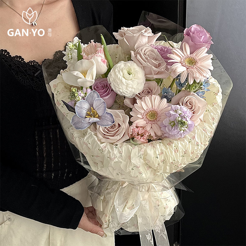 港与 温柔碎花雪梨纸鲜花束包花纸花艺礼物礼品包装纸手工diy材料