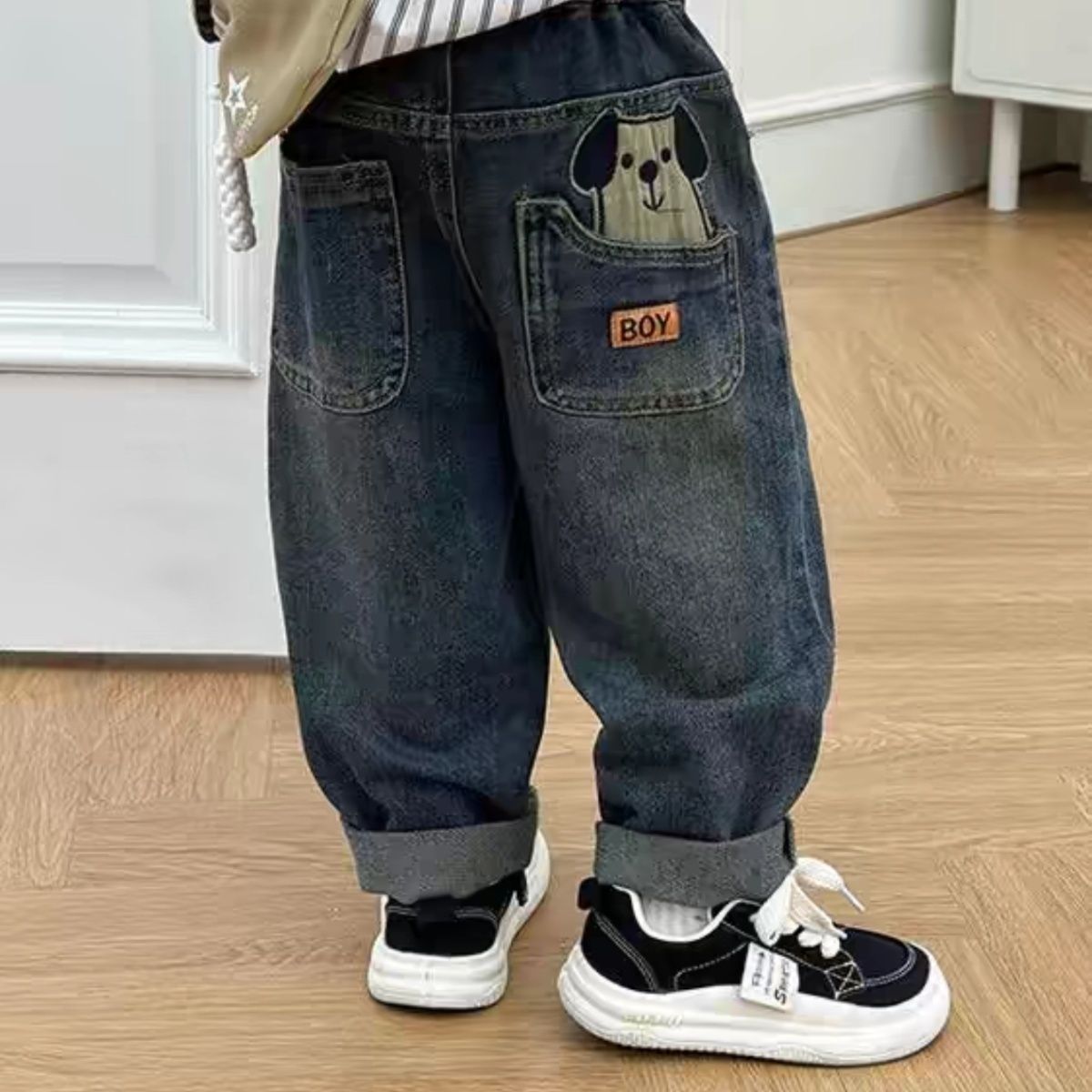 儿童牛仔裤裤子春秋男童休闲宽松韩版加绒中大童秋款秋装秋冬洋气