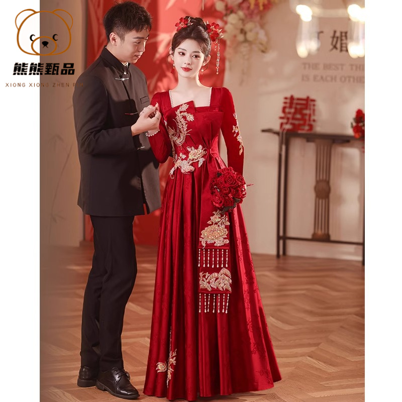 敬酒服新娘2025新款红色夏季新中式出阁订婚宴礼服裙女感秋yl