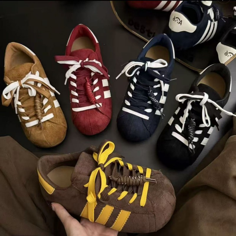 拼色厚底增高小个子德训鞋女款2025冬季新款时尚百搭学生ins女鞋