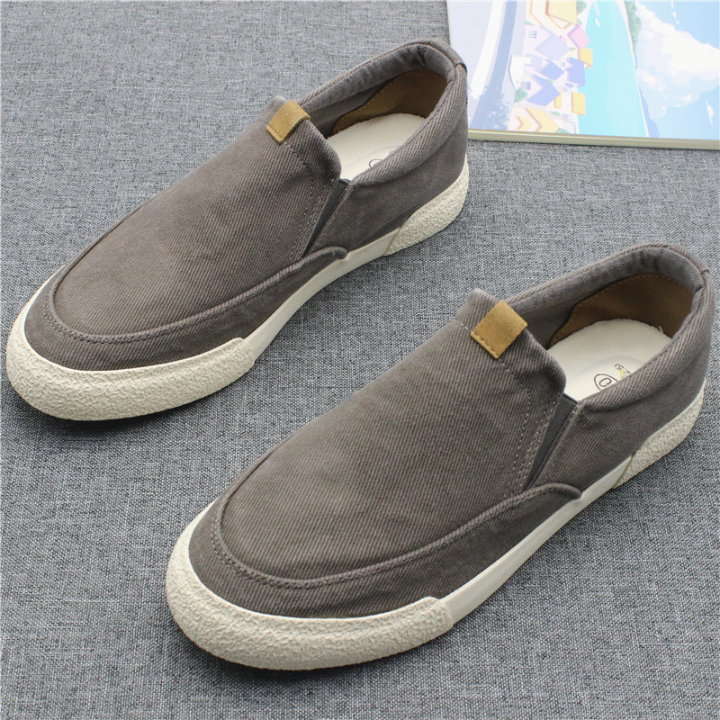 帆布鞋男士新款一脚蹬懒人鞋轻便低帮透气软底百搭休闲套脚板鞋潮