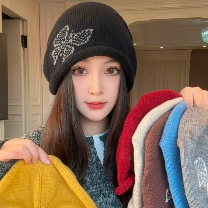 百搭加厚保暖韩版网红时尚ins日系女士秋冬季包头冷帽 圆顶无檐聚