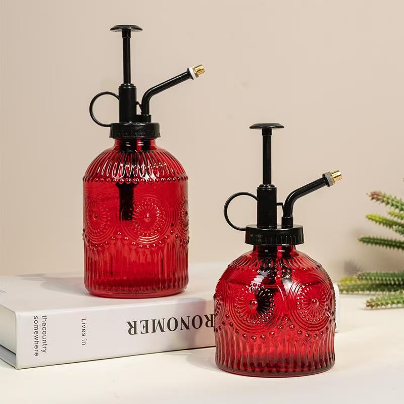 席淼【买一送一】高颜值复古玻璃喷水壶园艺喷壶消毒洒水浇花壶摆件