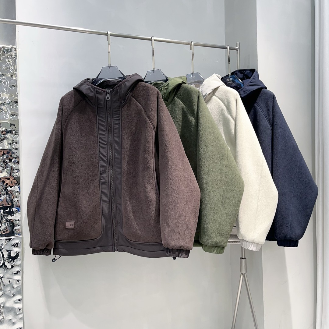 【赢家】冬季加厚摇粒绒拉链拼接软糯保暖连帽棉衣外套DM-58606秋冬