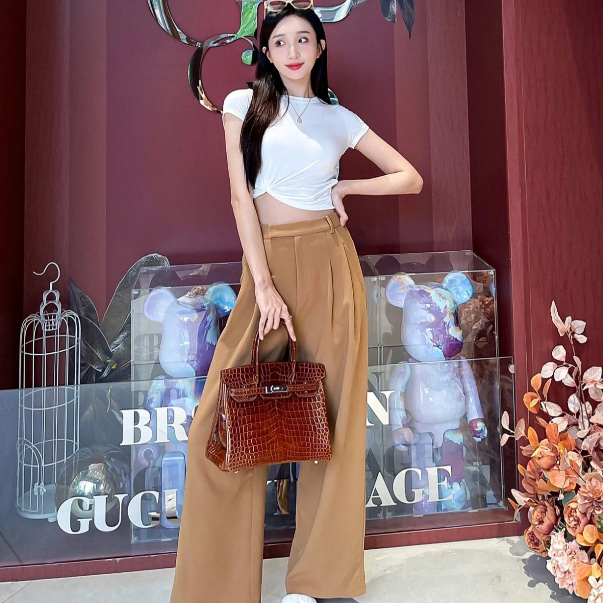 新款女包鳄鱼纹牛皮铂金包 跨境大容量时尚真皮手提包