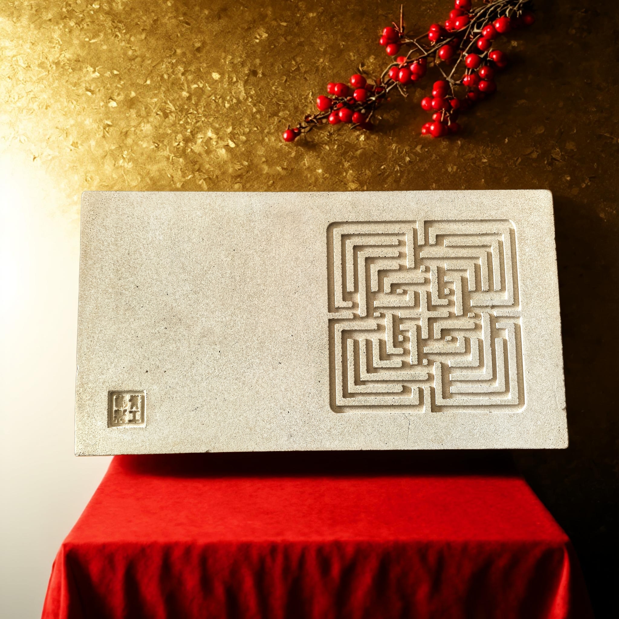 秦砖吸水茶盘高温烧制传统图案高级小众壶承