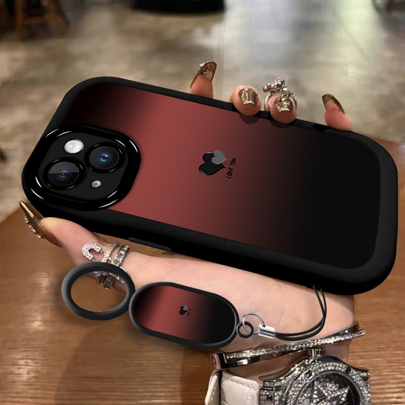ins渐变爱心适用苹果16promax泡芙手机壳iPhone15简约14软13全包