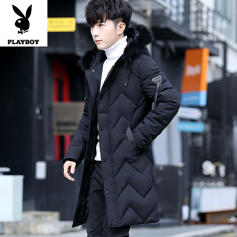 花花公子男士毛领棉服冬季2025新款高级感加厚保暖中长款衣冬装袄