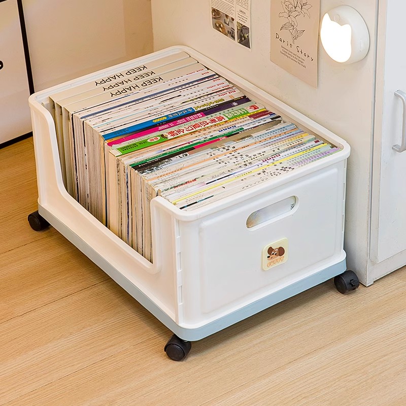 大号书本收纳箱高中生学生教室专用带轮可移动书箱宿舍书包置物架