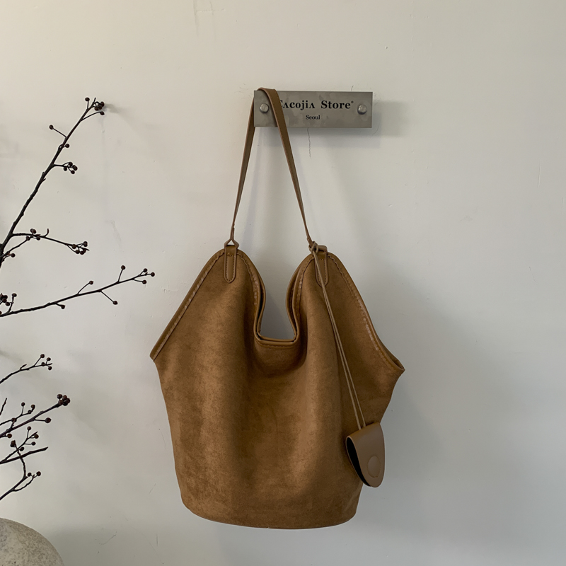 PARACVTOU/帕卡图托特包做旧单肩包秋冬麂皮绒包包肩包时尚通勤包