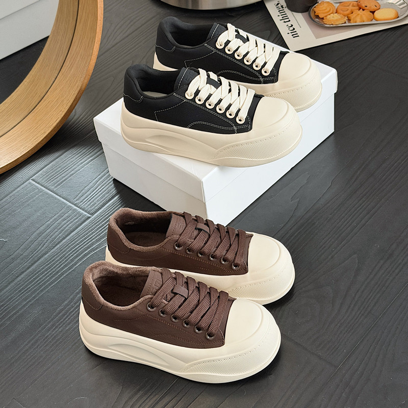 F·F·BAILI真皮小白鞋女2025秋冬季新款加绒女鞋百搭休闲板鞋1005