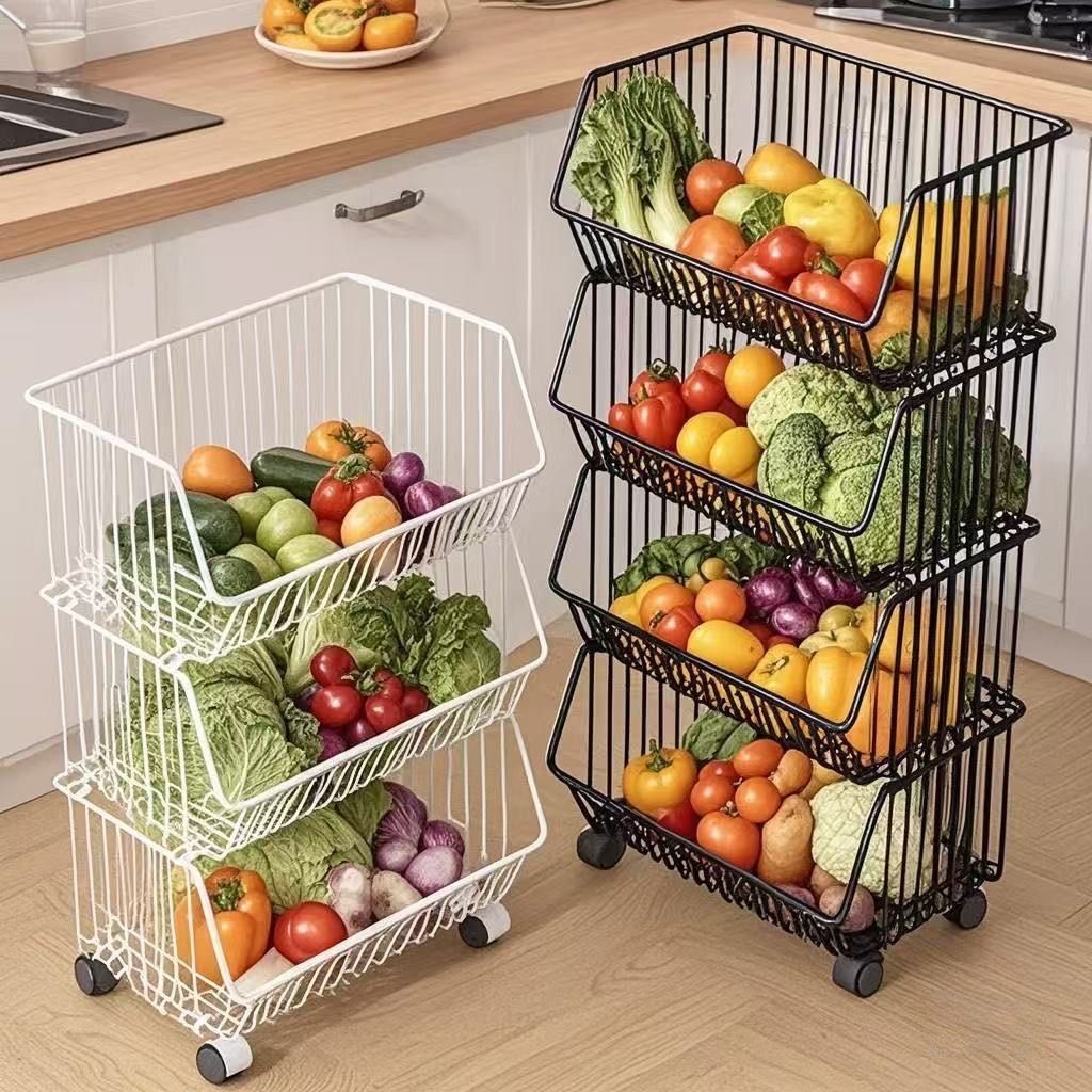 置物架厨房落地多层居家收纳零食蔬果收纳筐宿舍神器居家推车架子