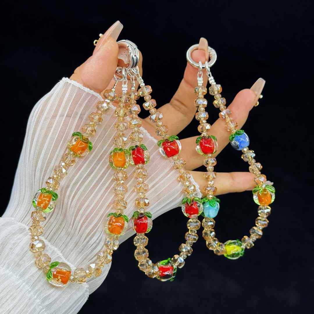 柿柿如意手机链通用斜挎长款挂饰奢华高级感防丢手链条挂绳挂件