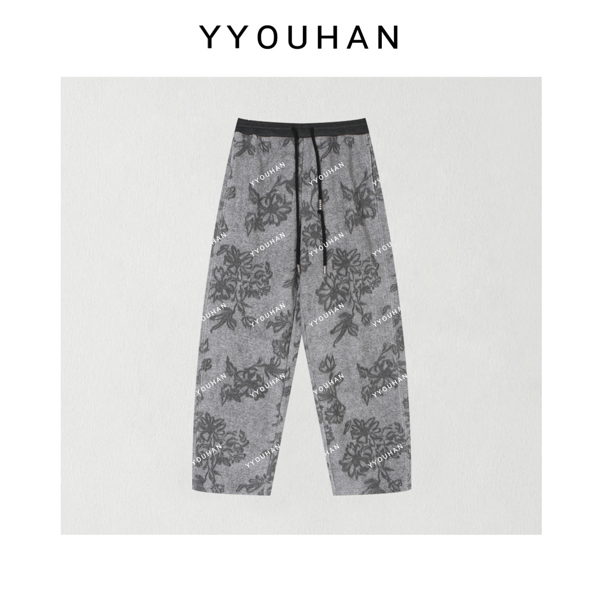 月月 2025冬季新款极简加绒加厚显瘦百搭宽松休闲长裤 2511C8374