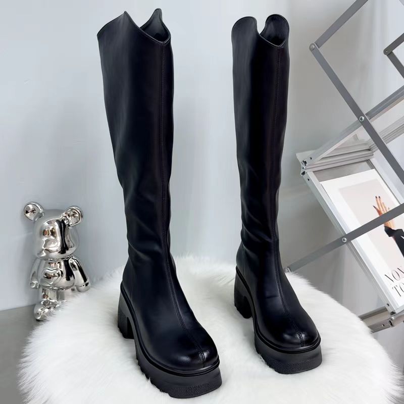 超轻软底增高10公分新款秋冬长靴子厚底骑士百搭高筒长靴美式潮流