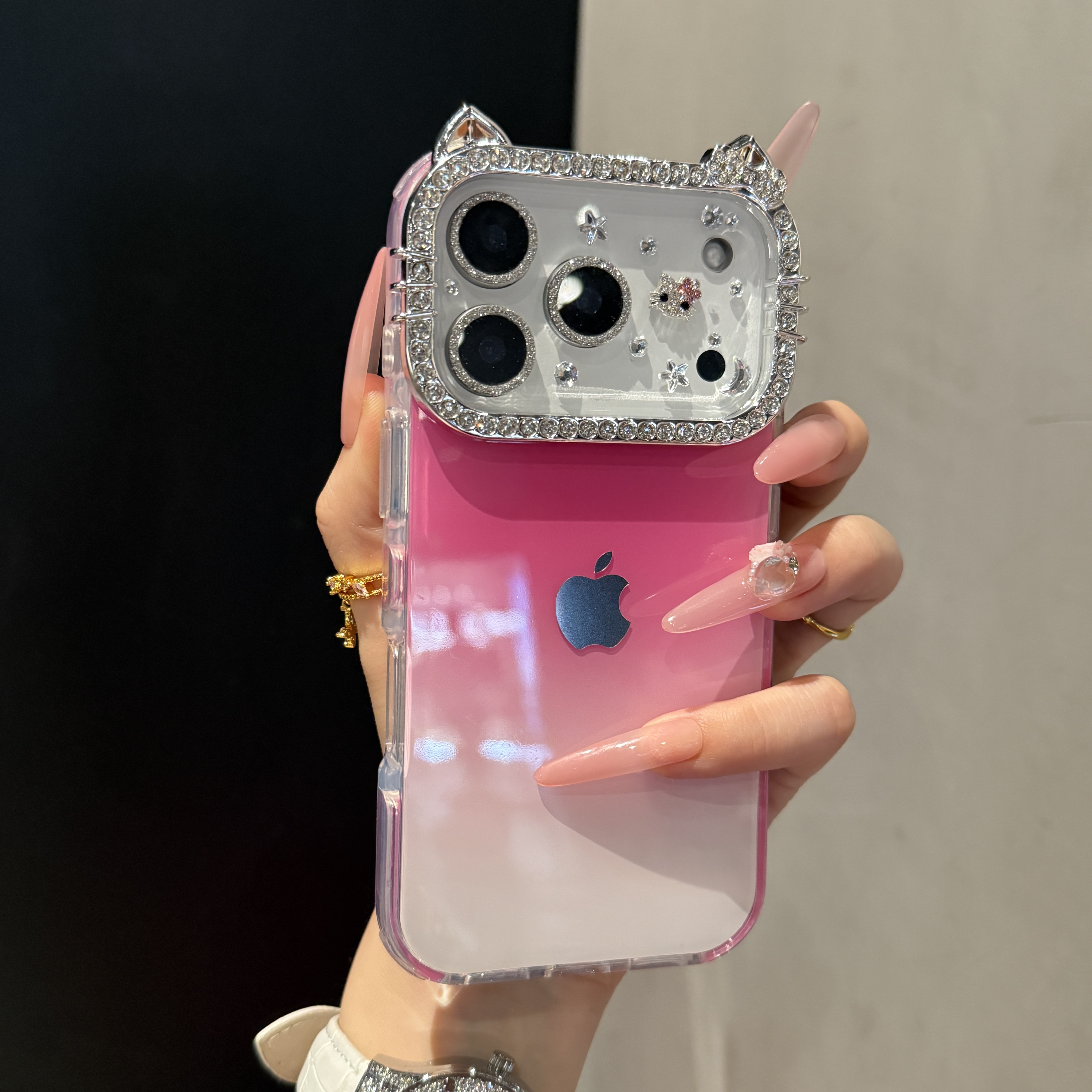 高颜值闪钻镜头渐变果冻适用苹果17promax手机壳iPhone16女15/14