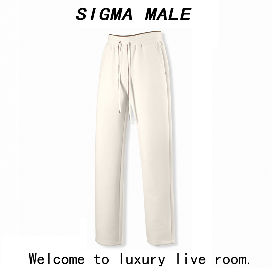 秋冬高端莫代尔老钱风轻奢时尚潮流百搭直筒男裤宽松男士休闲裤