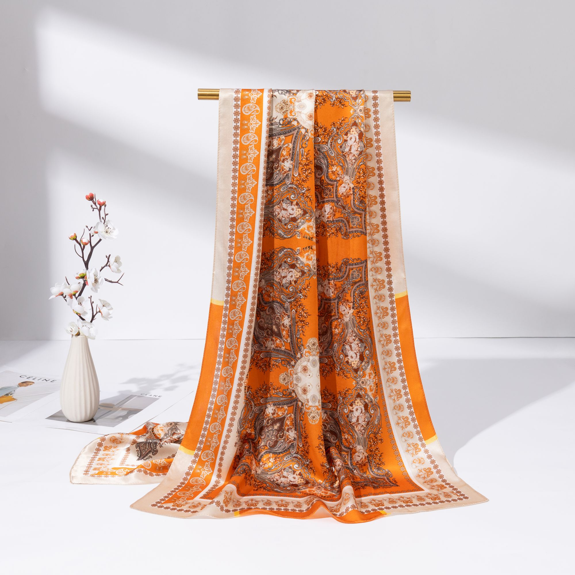 达芬奇密码172cm*53cm欧美风真丝高档百搭丝巾时尚女士 丝界之镜