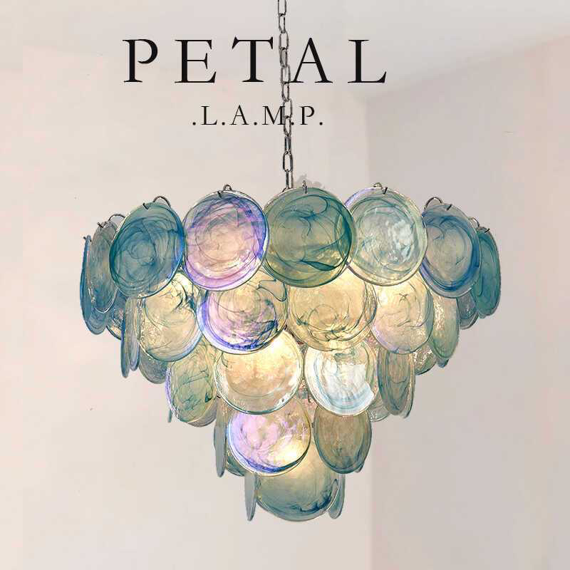 中古Murano穆拉诺客厅主灯彩色玻璃复古吊灯法式高级感卧室餐厅灯