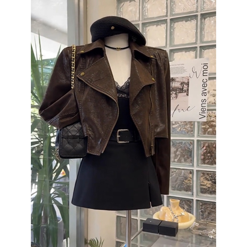 【现货】气质休闲咖色短外套女装2025秋冬新款御姐又a又飒夹克上衣