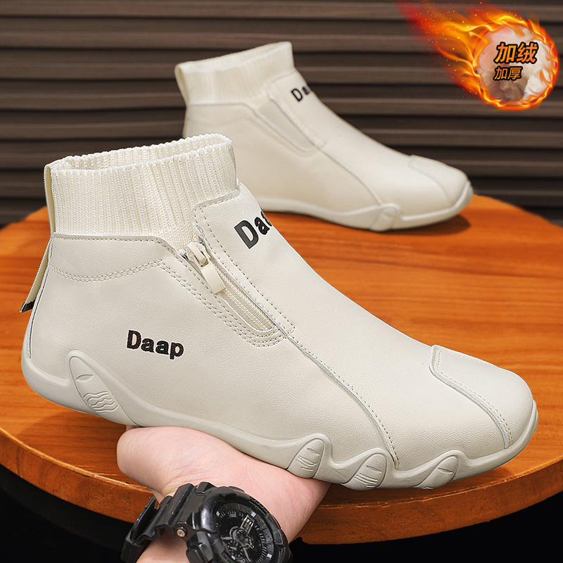 高帮男鞋冬季新款加绒加厚保暖雪地靴男士户外工作上班一脚蹬棉鞋
