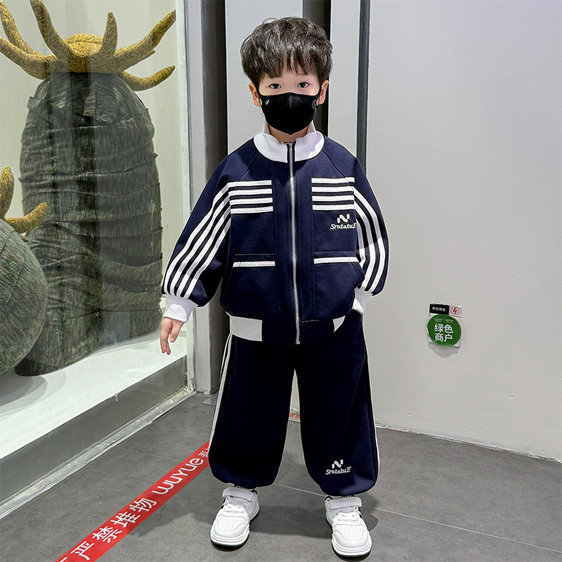 儿童装男童套装秋装2025新款春秋款运动衣服中小童酷帅男孩秋季
