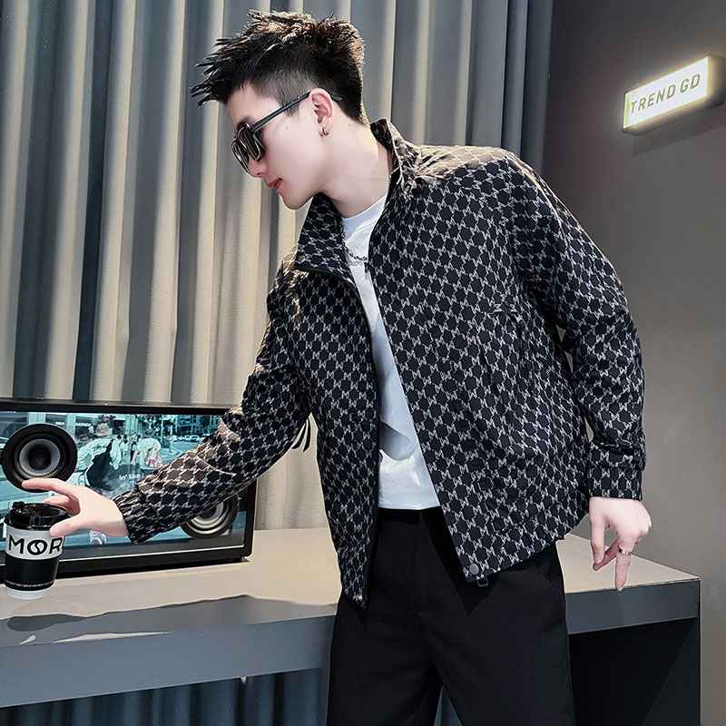 外套男款潮牌痞帅满印提花夹克2025新款高级感春秋季男装上衣褂子