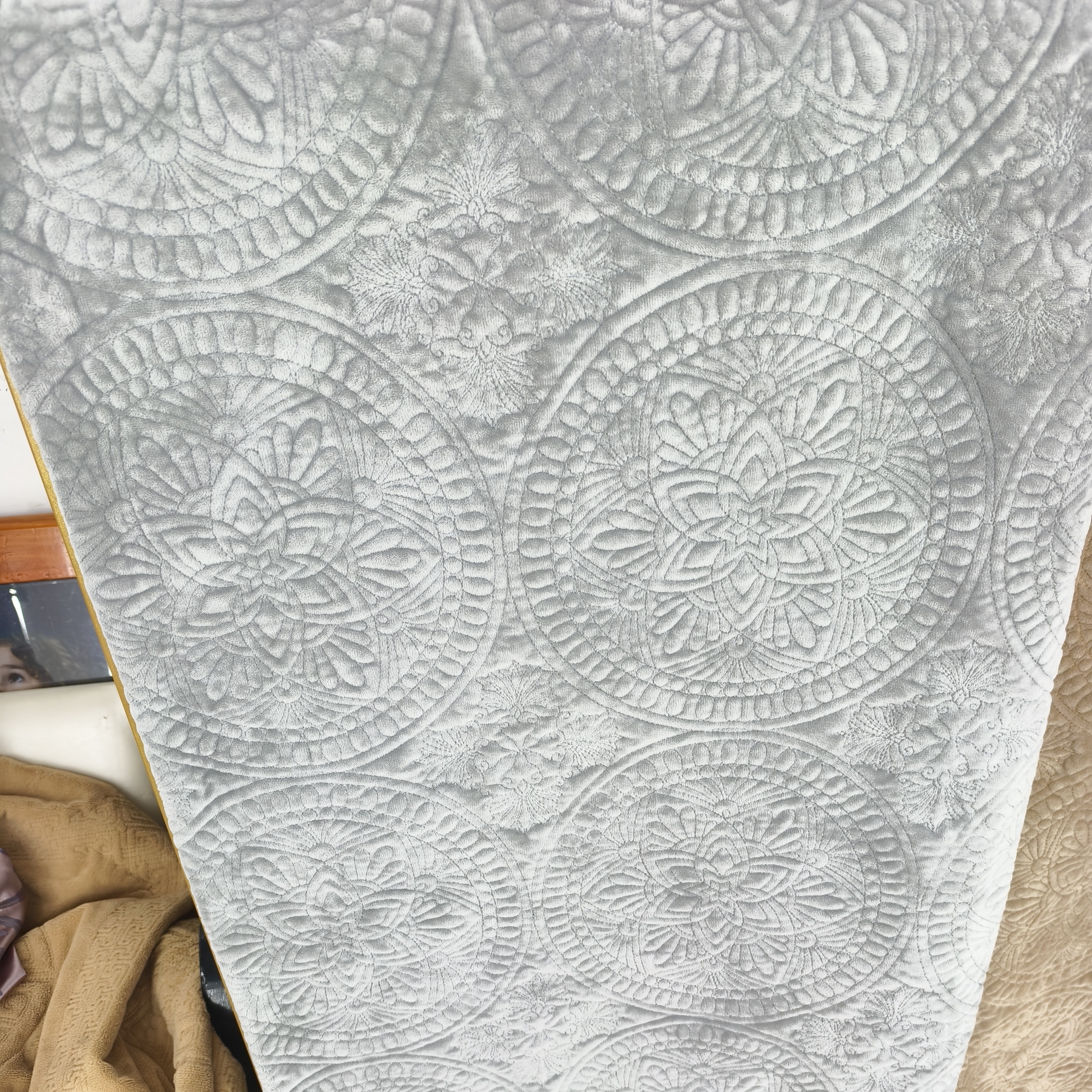 波西米亚风提花刺绣圈绗缝床盖黄色印花毯子咖色米色灰色蓝色绿色