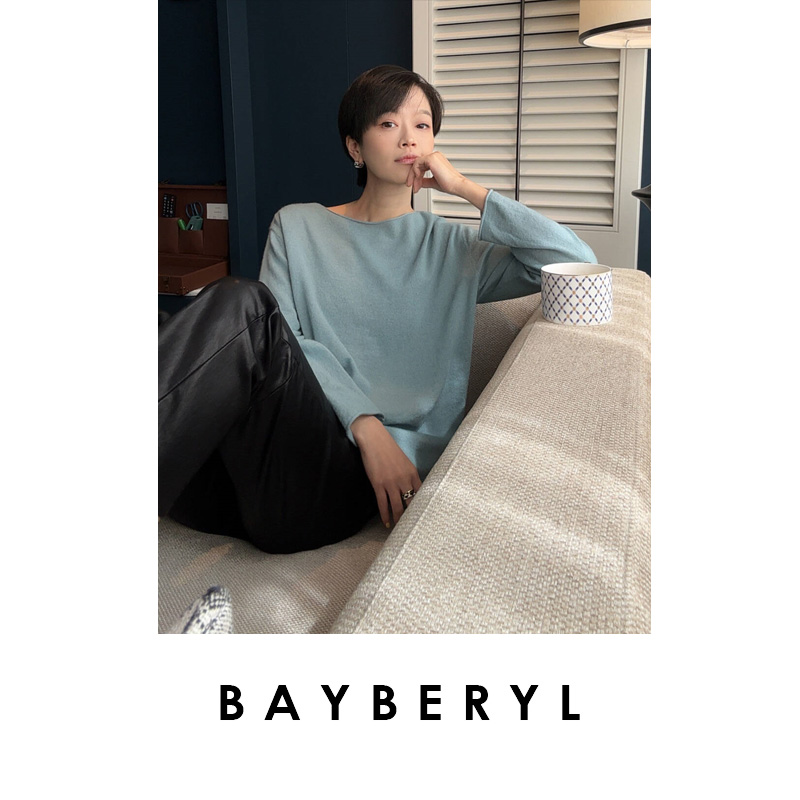 BAYBERYL老贝天鹅颈*气质船领瘦羊绒柔肤秋针织衫ZZS5H2103