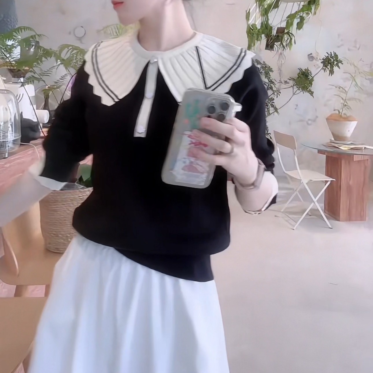 EVAN【雅致】针织衫娃娃领气质百搭显瘦长袖洋气套头衫毛衣