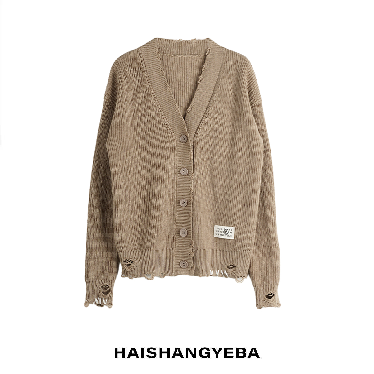 【海上叶爸】新款2025秋冬百搭棉宽松破边针织厚款开衫毛衣