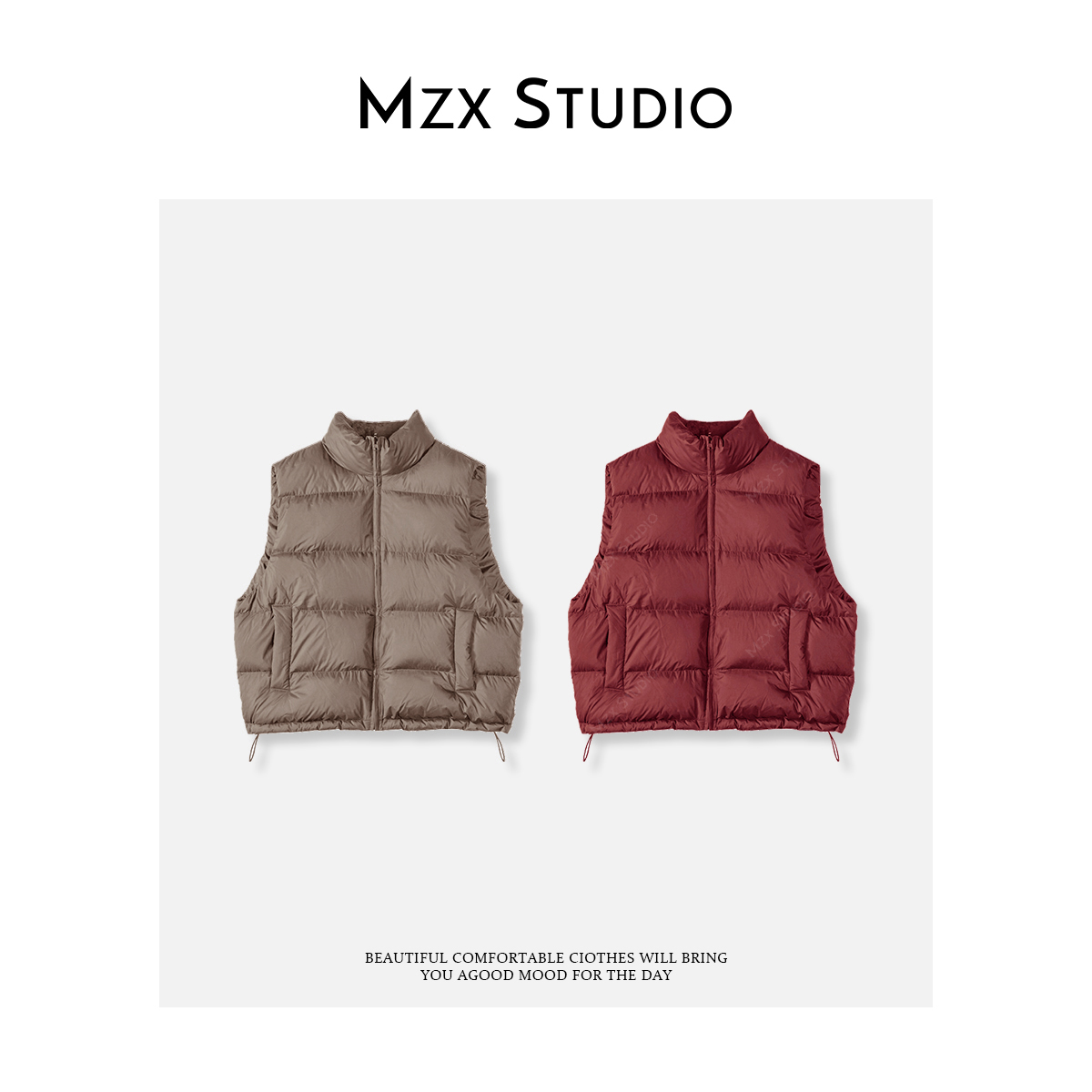 MZX 秋冬季90白鸭绒立领无袖羽绒马甲背心 YR6898-Z