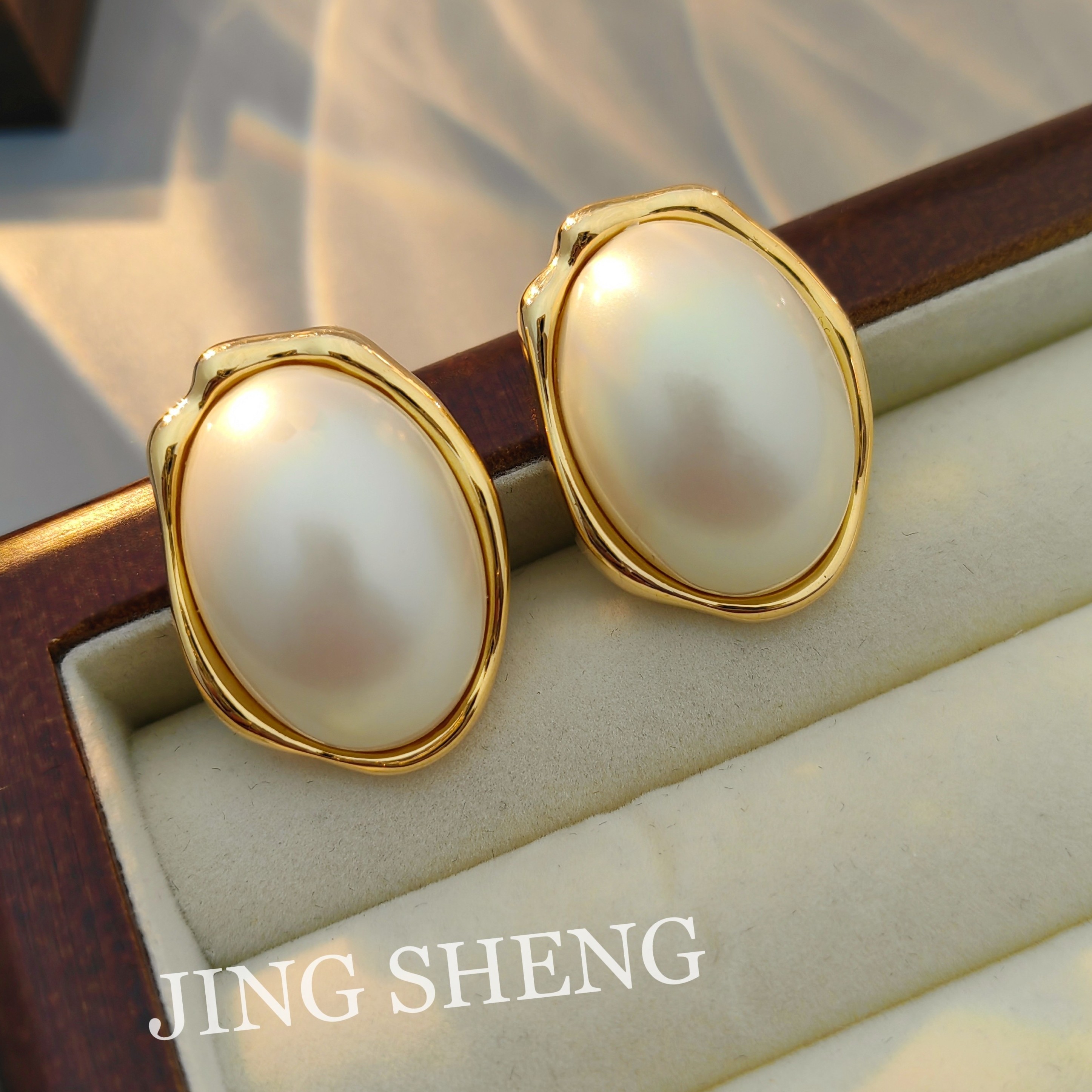 铜合金耳饰 铜合金耳饰耳钉【大女人】大气气质轻奢时尚珠珠耳环