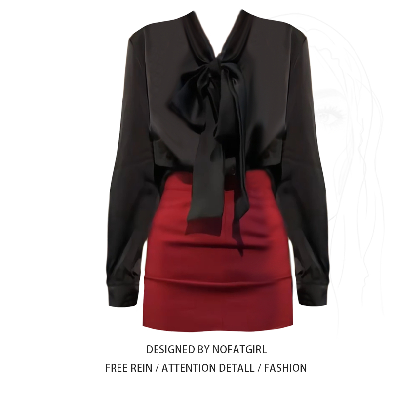 大码胖MM早春韩版时髦纯色上衣缎面气质包臀鱼尾裙甜辣风炸街裙子