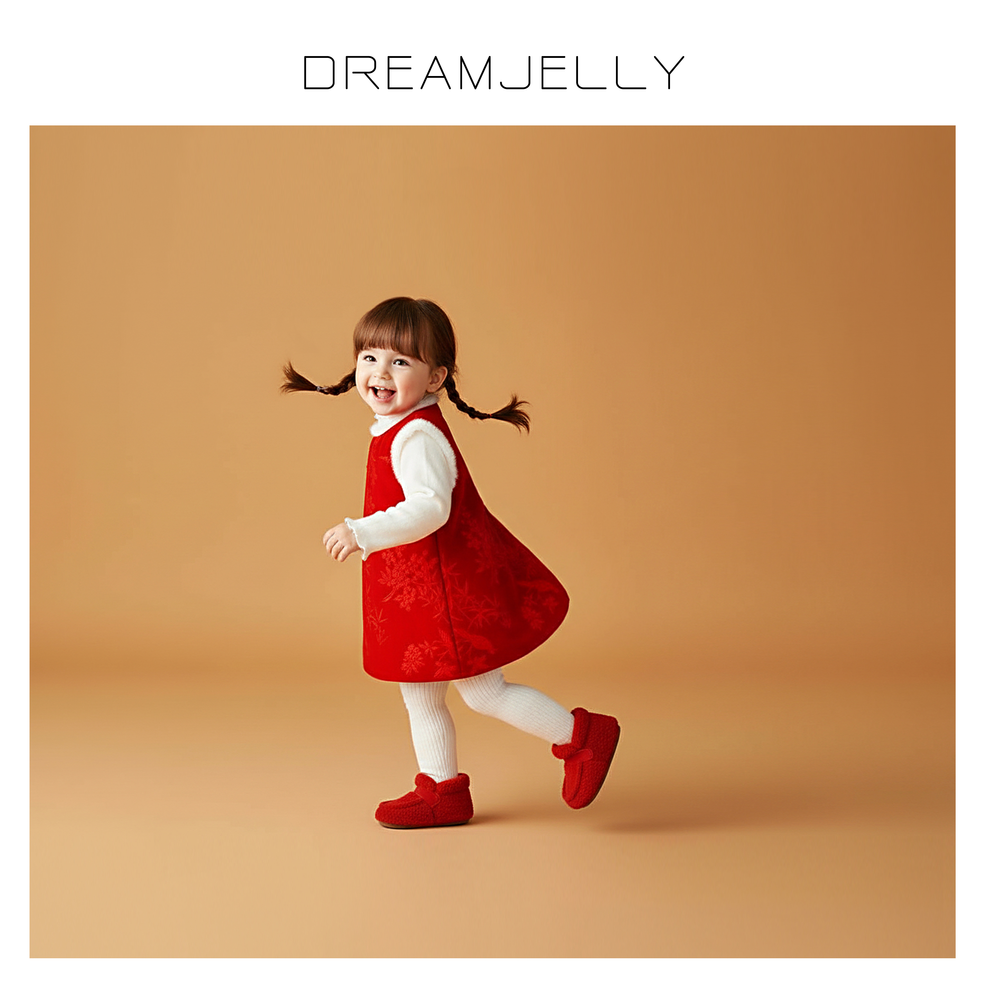 Dreamjelly【新年拜年款】女童旗袍国风背心裙女宝时尚洋气喜庆