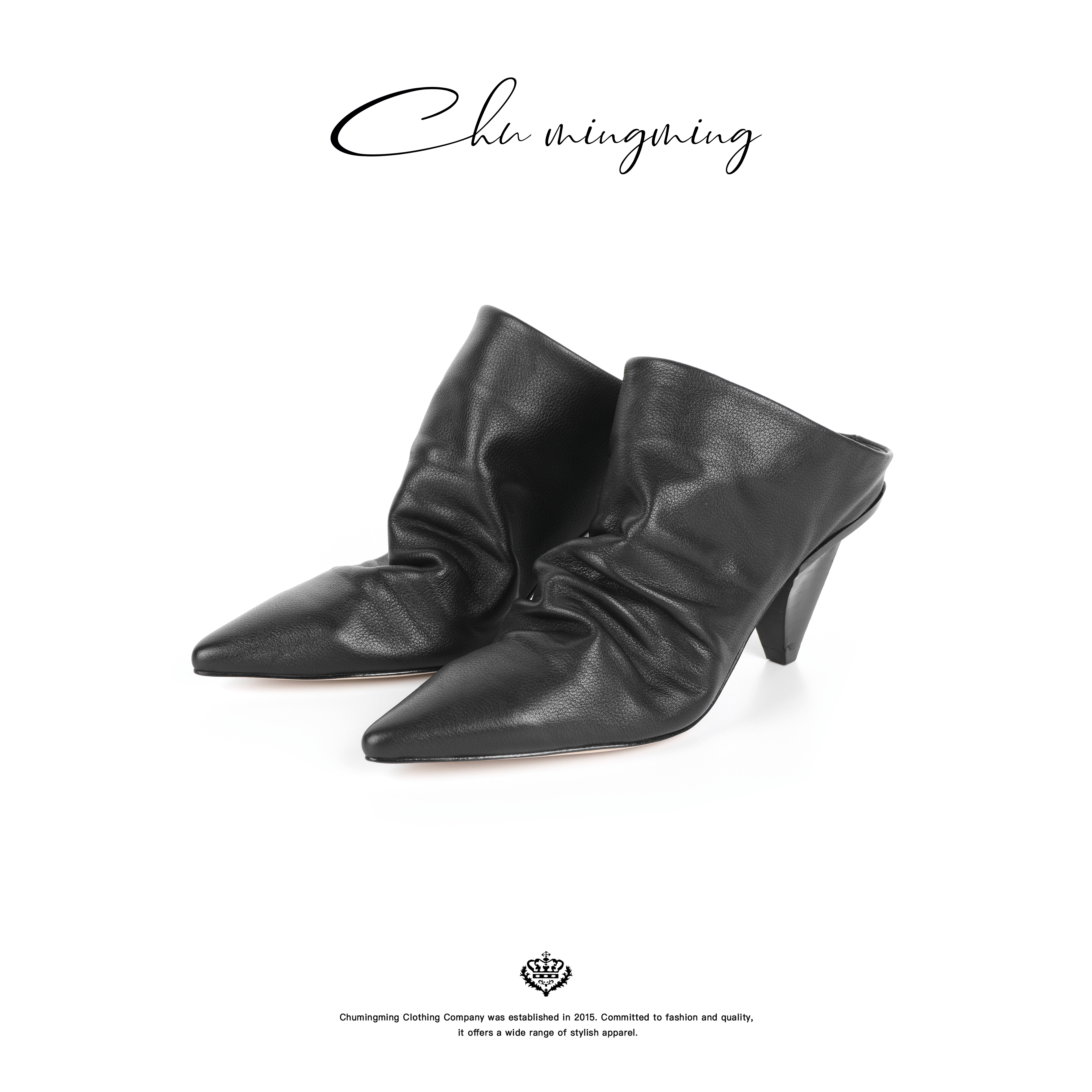 【CHUMINGMING】荔枝纹高跟半拖鞋XZGM2516