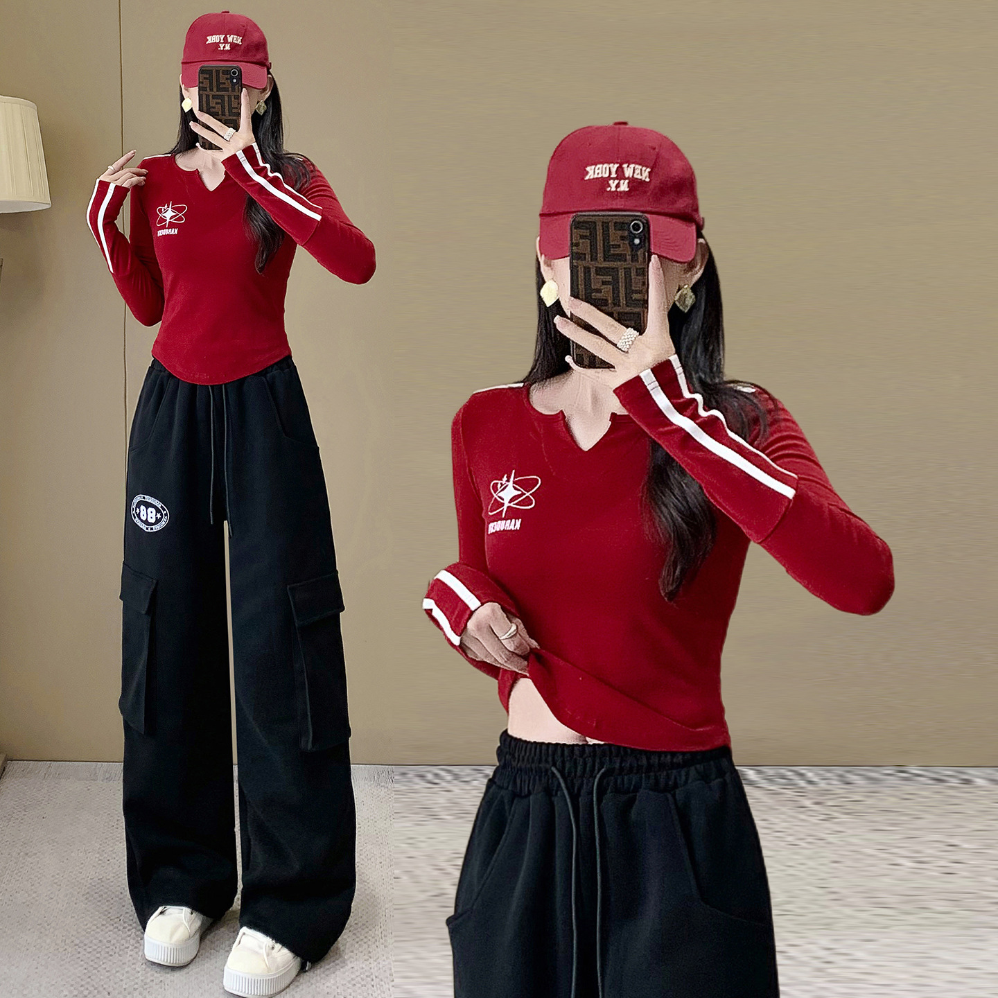 【东莞品牌】2025磨毛厚款秋冬季新款休闲女装杠条T恤衫