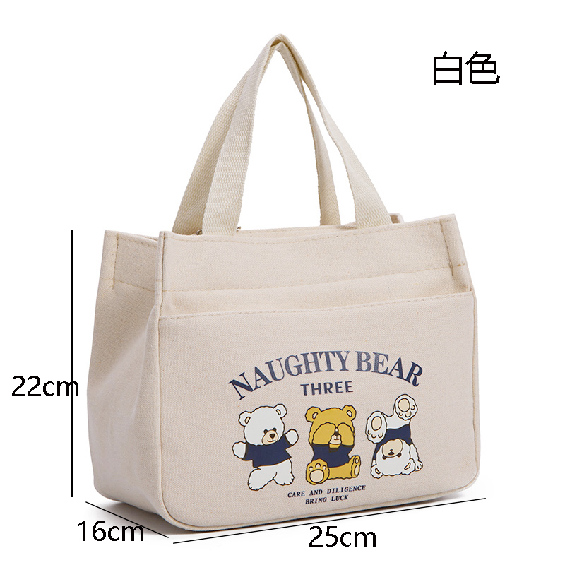 高品质加厚帆布手提包印花卡通妈咪包上班族专用包学生手提便当包